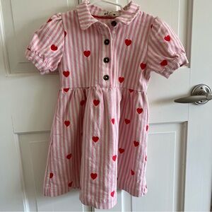 Mini Boden Vanilla Bubblegum Heart Denim Dress in Size 3-4Y